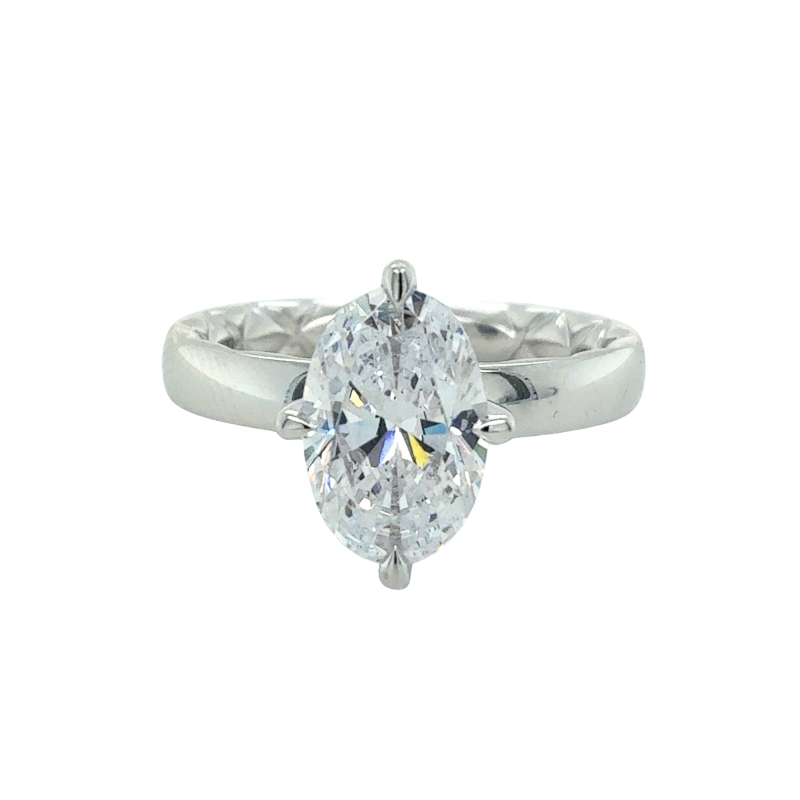 A. JAFFE Oval Solitaire Hidden Halo Engagement Ring Setting