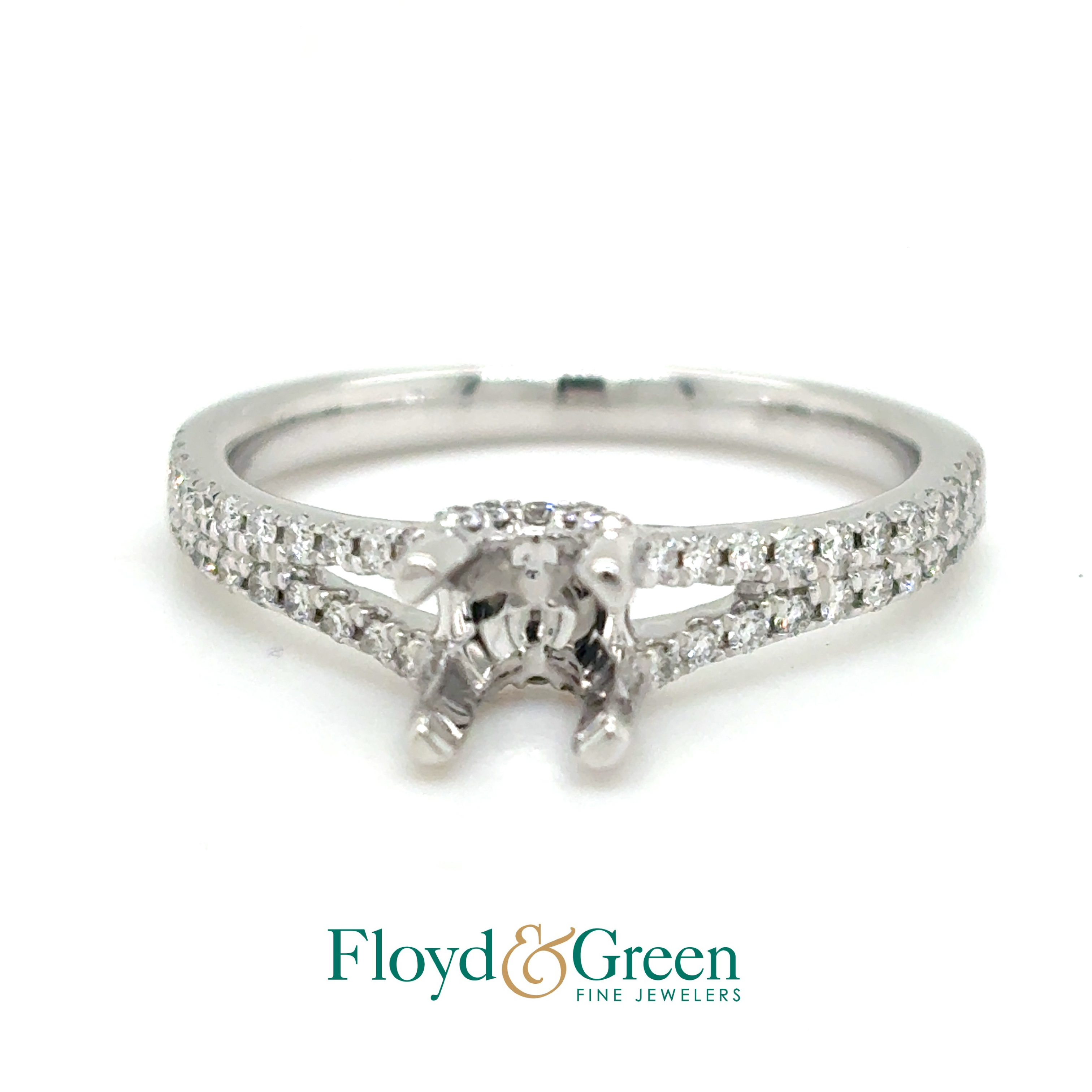 Hearts on Fire 18KW Diamond Semi-Mount Ring, 60 Round Diamonds, Size 6.5, 3.2g