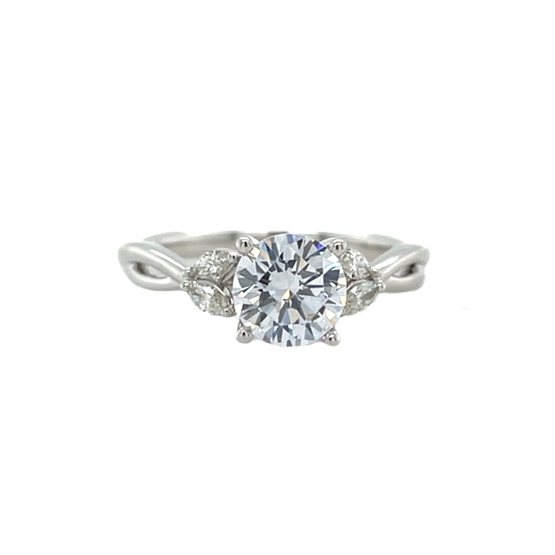 Diamond Leaf Twist Engagement Ring Setting