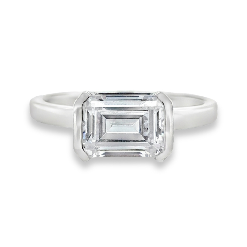 14KW Semi Mount fits 2CT Emerald Cut Center Ring Size 6.5