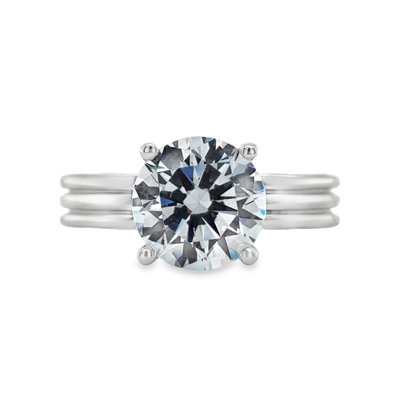 14KW Semi Mount .10ctw fits 2CT Round Center Ring Size 6.5