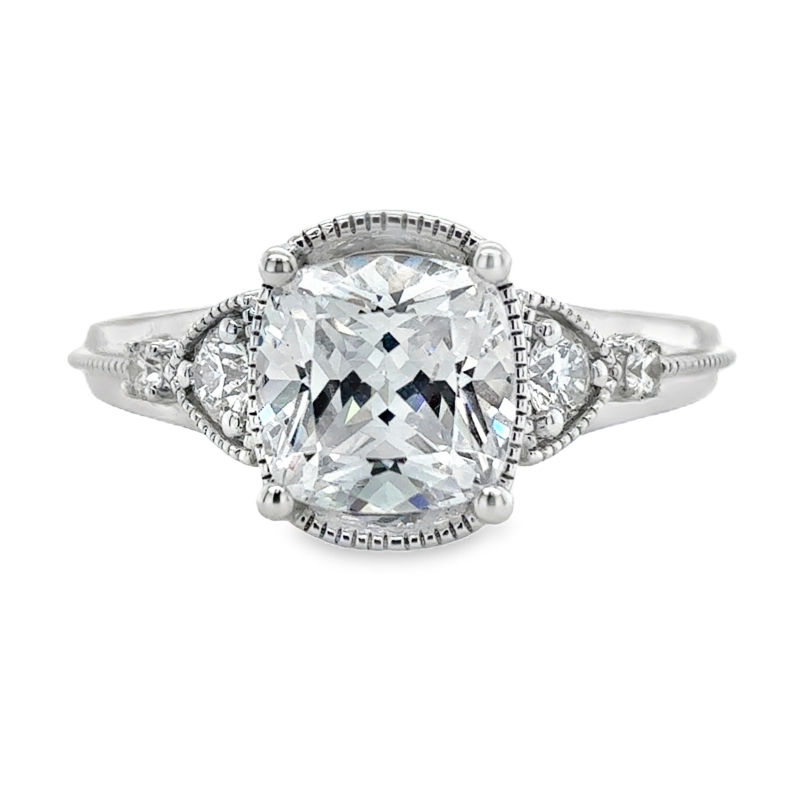 14KW Semi Mount .20ctw fits 2CT Cushion Center Ring Size 6.5