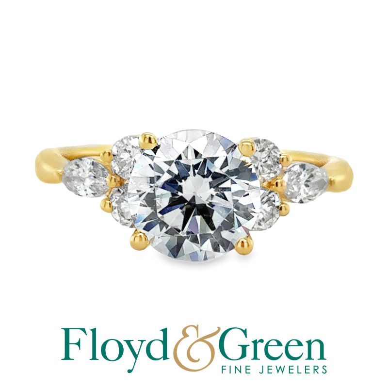 14KY Floral Semi Mount fits 1.5CT Round Center Ring Size 6.5