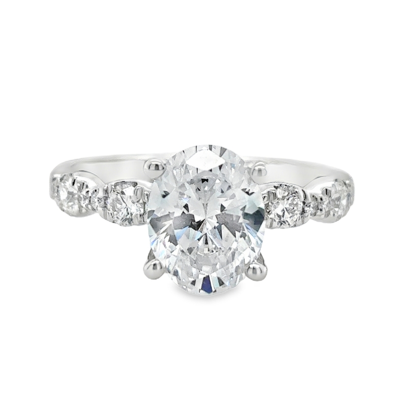 14KW Semi Mount .37ctw fits 2CT Oval Center Ring Size 6.5