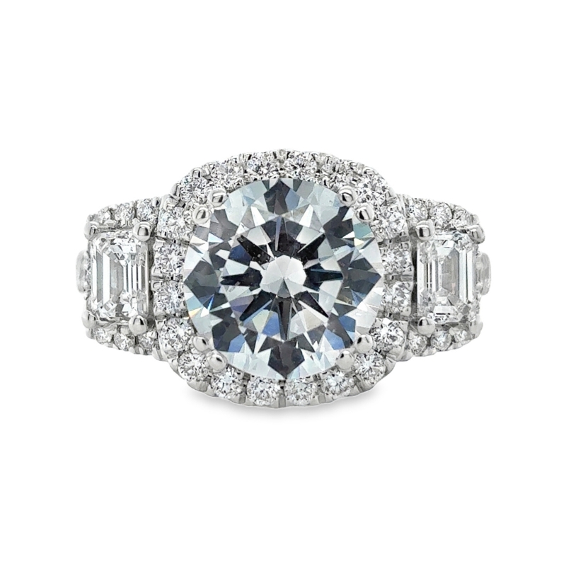 14KW Semi Mount .16ctw fits 2CT Round Center Ring Size 6.5