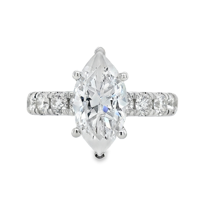 14KW Semi Mount .87ctw fits 2CT Marquise Center Ring Size 6.75