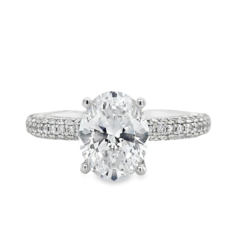 14KW Semi Mount .37ctw Fits 2CT Oval Center Ring Size 6.5