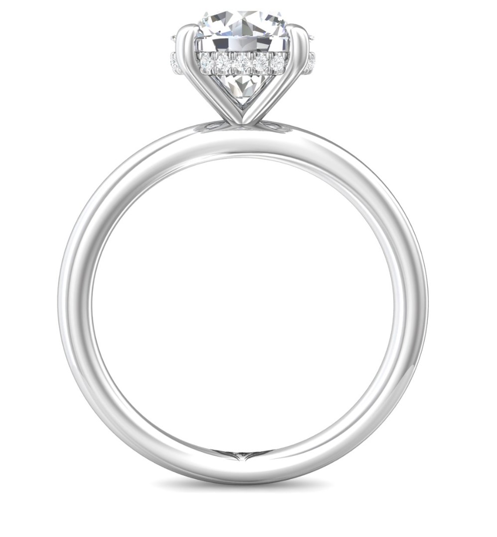 14KW 2.53CT Oval F VS1 LGC Solitaire Eng Ring + Hidden Diamond Halo Size 6.5
