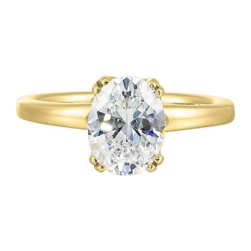 14Kt Yellow Solitaire Semi-Mount for 3ct Oval Center