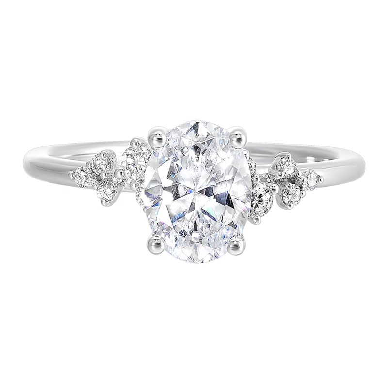 14KW 0.125ctw G/SI1 diamonds semi-mount ring size 6.5
*fits 2ct oval center