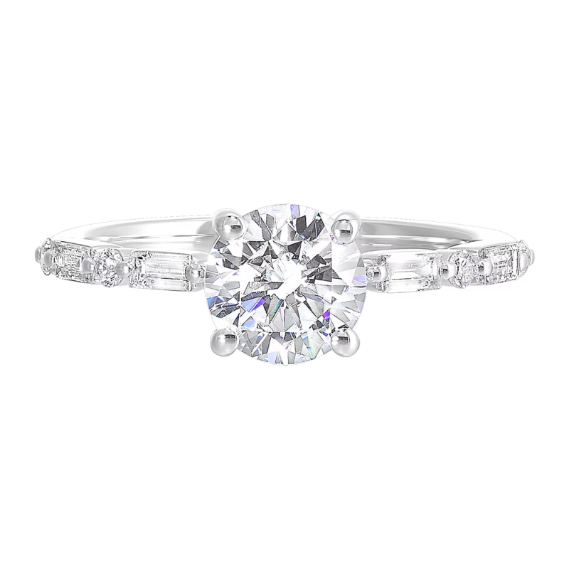 14Kt White Gold Solitaire Semi-Mount for 2ct Round Center
