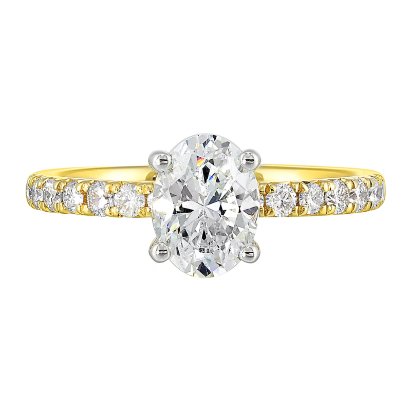 14Kt White Gold Hidden Halo Semi-Mount for 2ct Oval Center