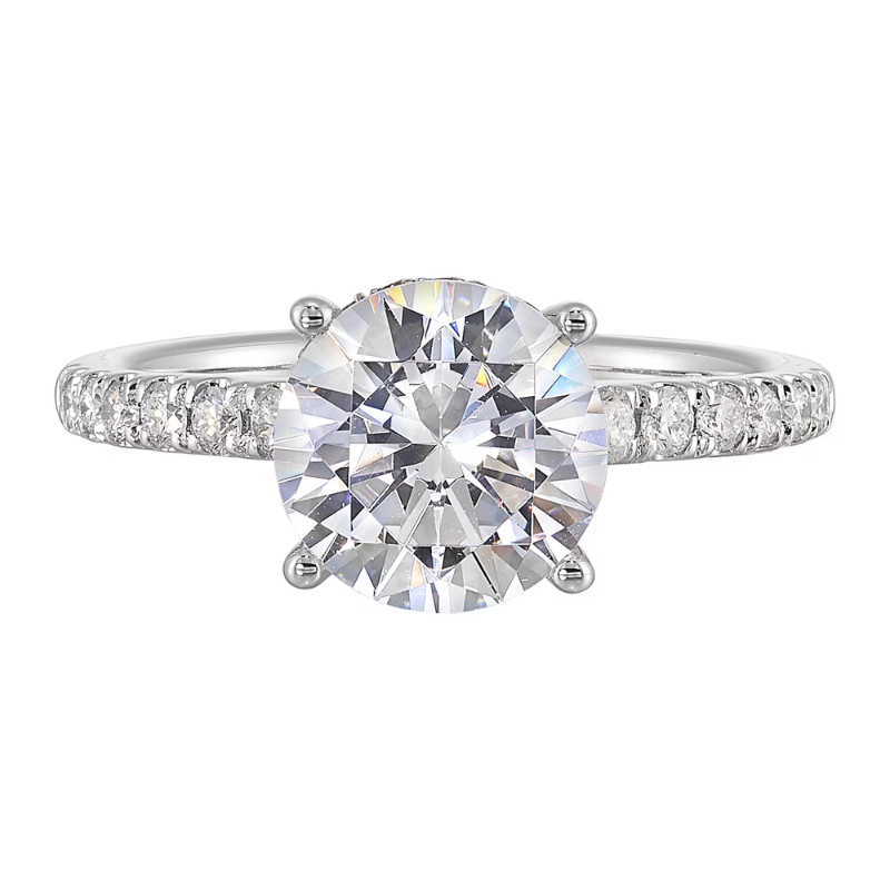 14Kt White Gold Hidden Halo Semi-Mount for 3ct Round Center
