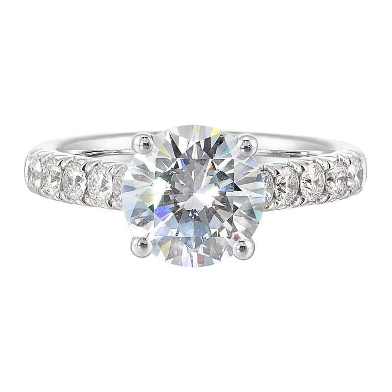 14Kt White Diamond Accent Semi-Mount for 3ct Round Center