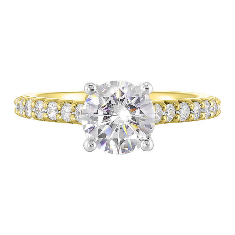 14Kt Yellow/White Hidden Halo Semi-Mount for 2ct Round Center