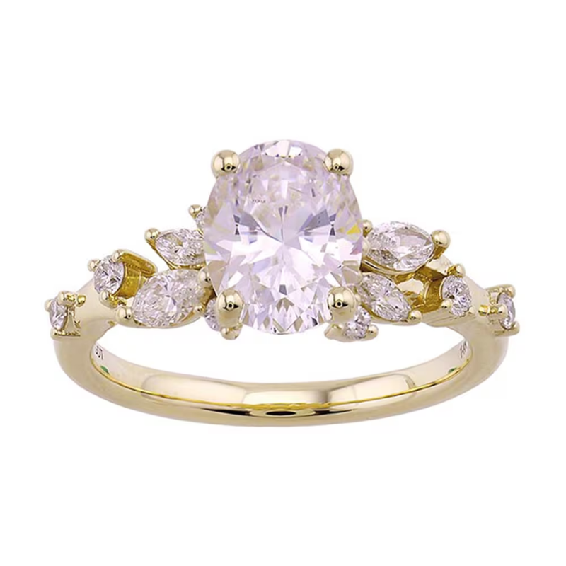 14Kt Yellow Gold Nature Inspired Semi-Mount for 3ct Oval
