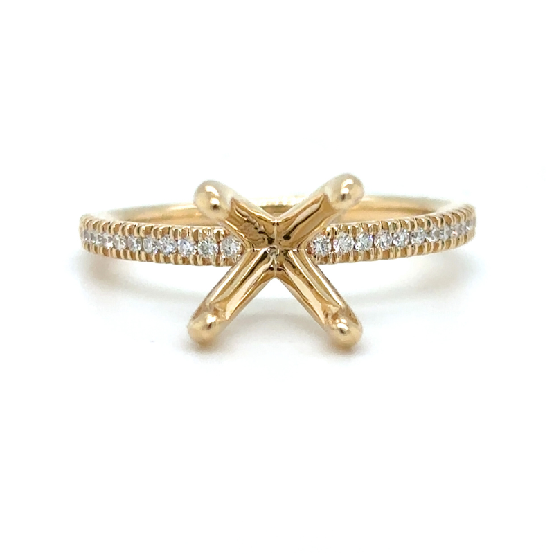 Diamond Pavé Fancy Solitaire Engagement Ring Setting