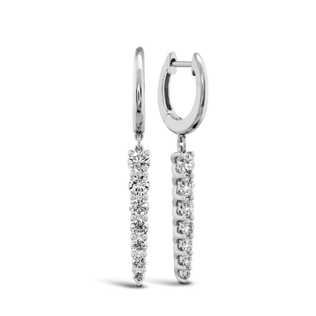 18KW Identiy Diamond Drop Earrings .1.01ctw GH SI