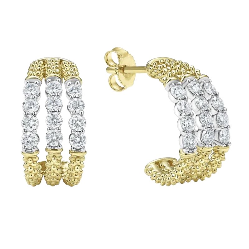 LAGOS Signature Caviar Superfine Diamond Hoop Earrings