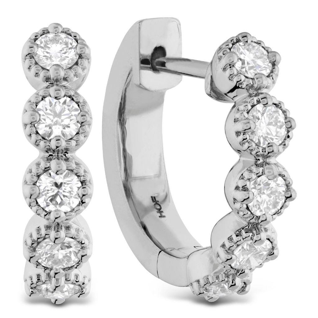 18KW Diamond Bar Huggie Earrings .34ctw G-H VS-SI