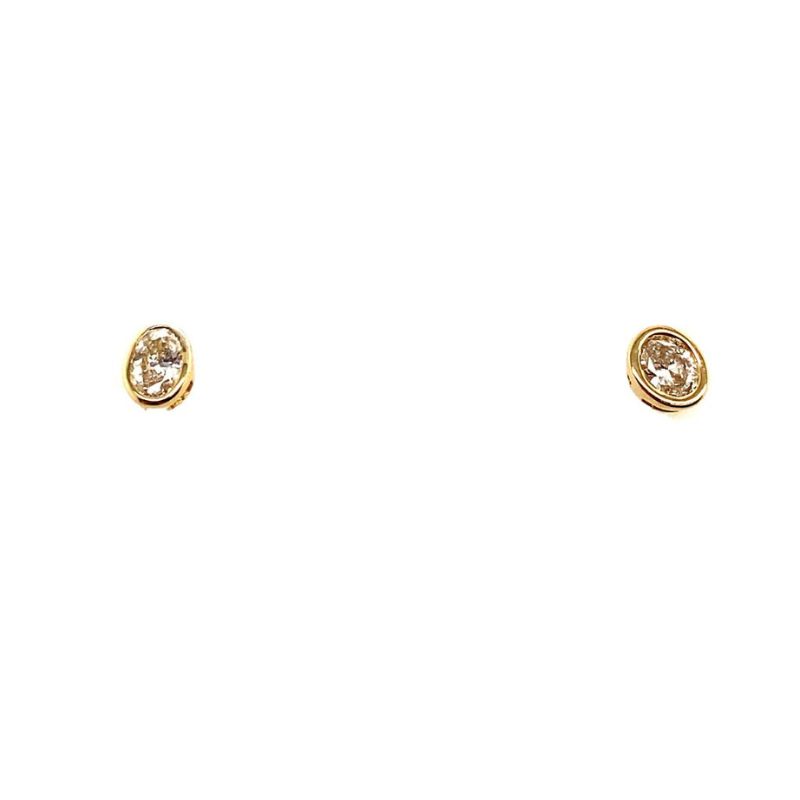 Oval Bezel Set Diamond Stud Earrings