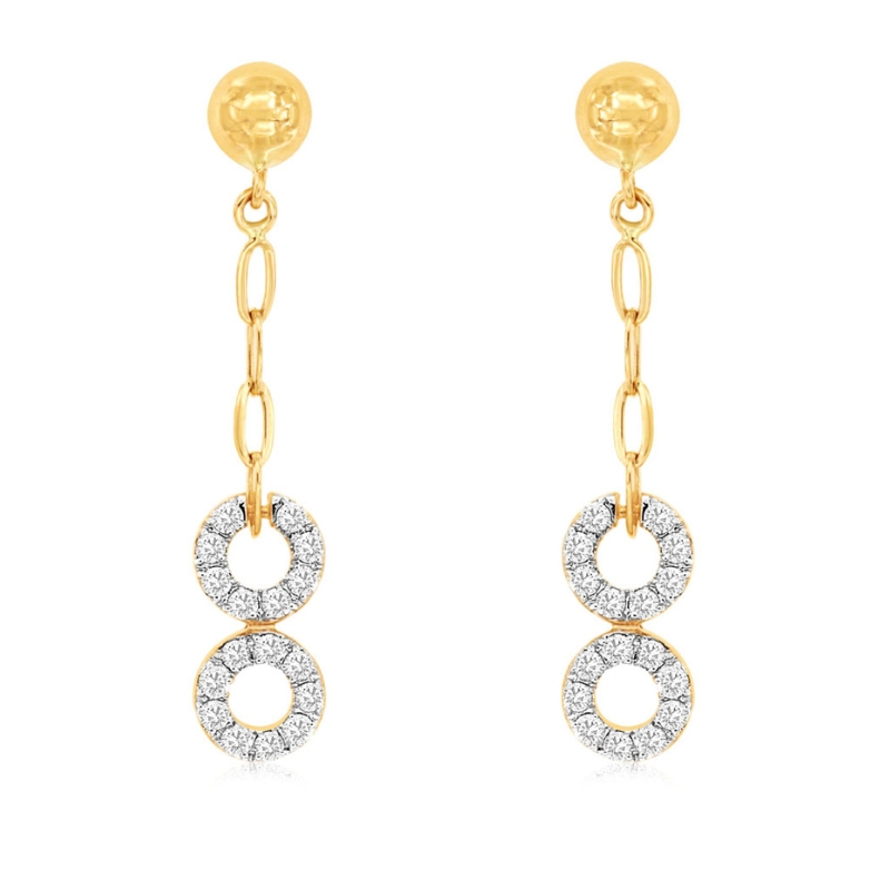 Diamond Circle Drop Earrings