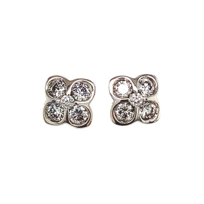 4 Petal Diamond Stud Earrings