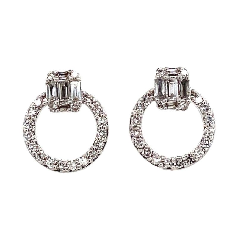 Circle Drop Diamond Earrings