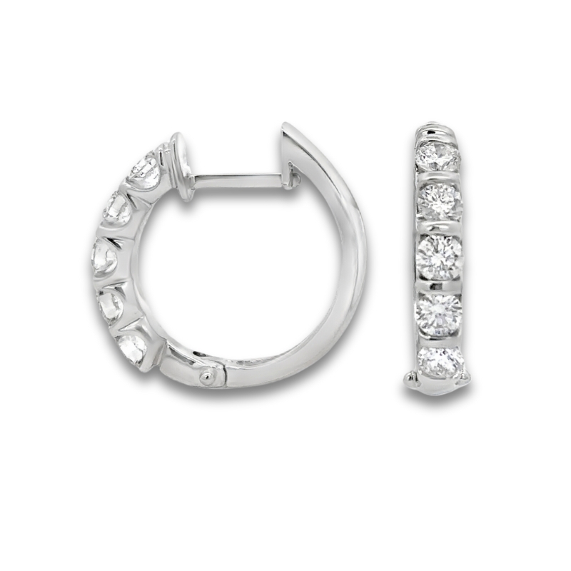 5 Stone Diamond Hoop Earrings