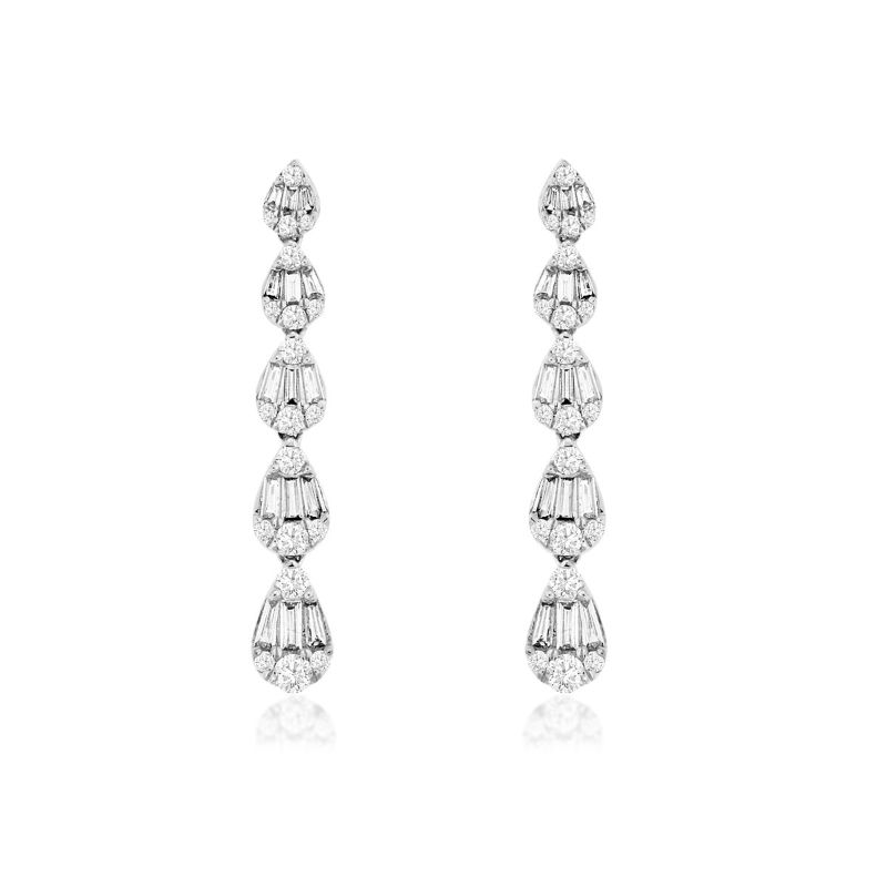Graduated Diamond Cluster Drop Earrings