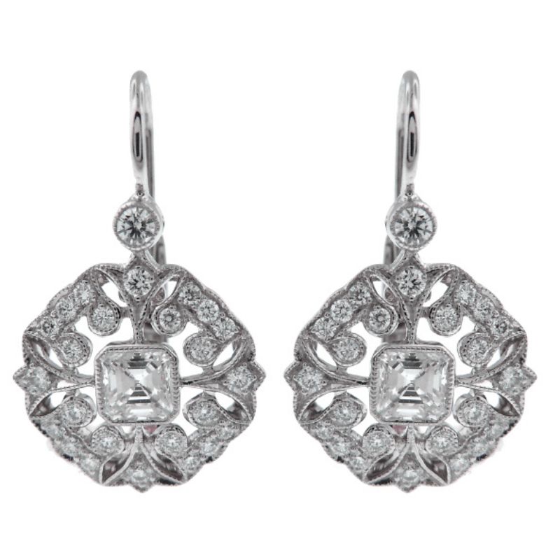 Antique Style Diamond Drop Earrings