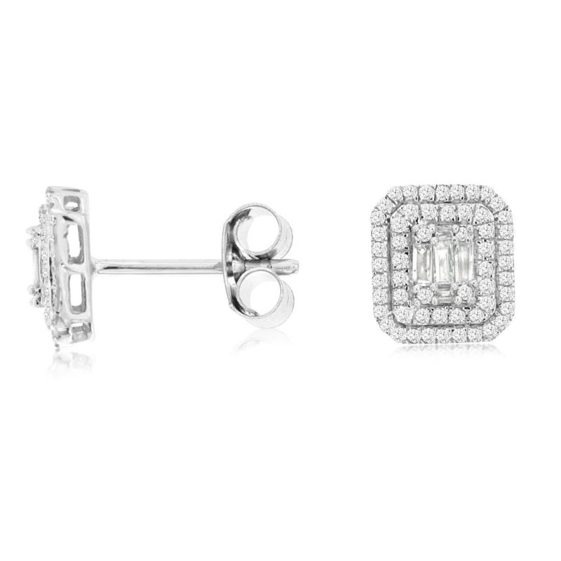 Rectangular Diamond Cluster Earrings