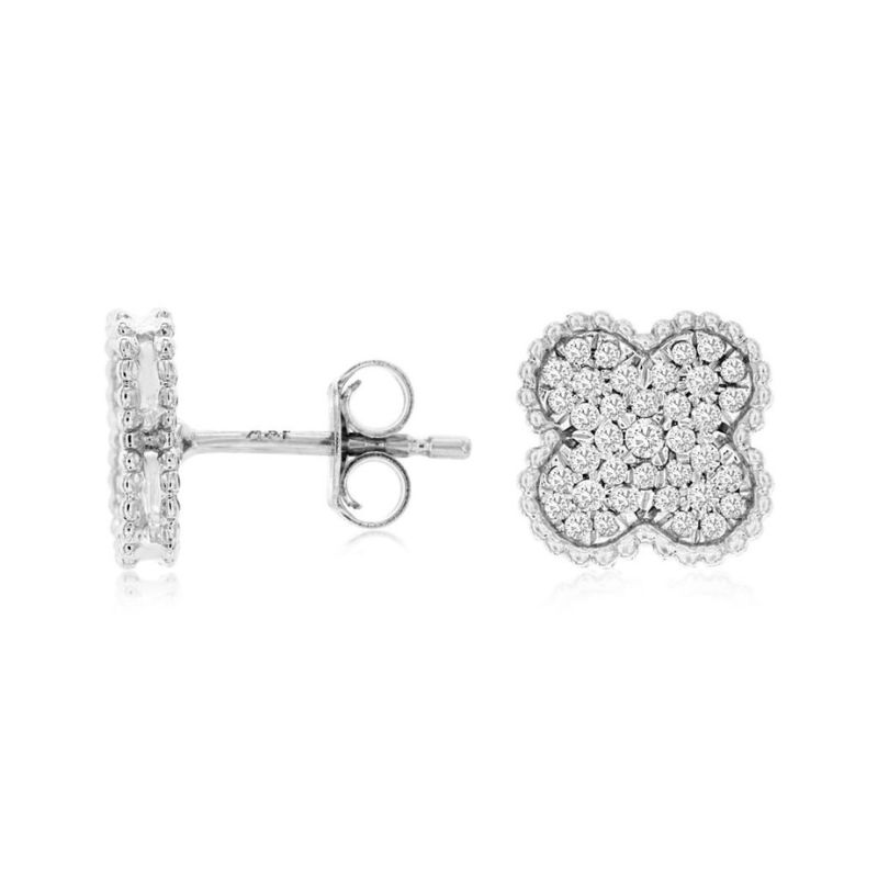 Diamond Clover Stud Earrings