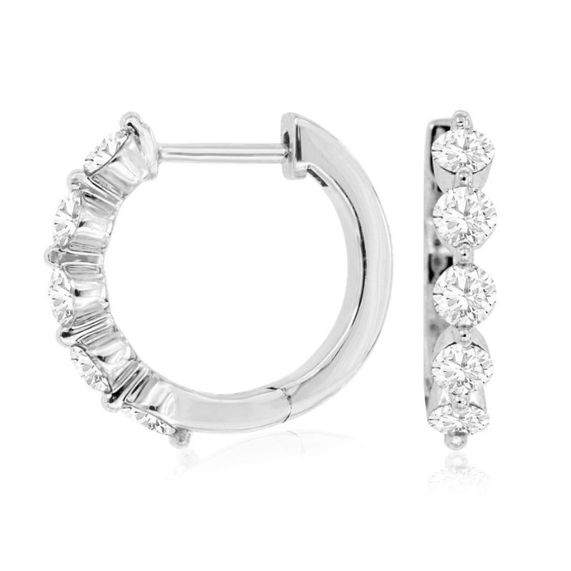 5 Stone Diamond Hoop Earrings
