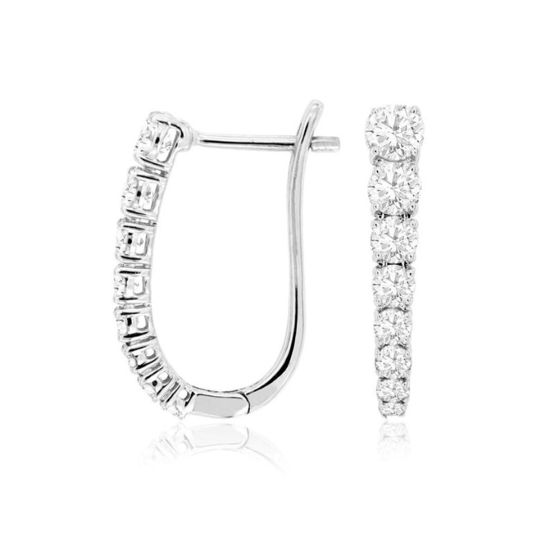 Graduated 8 Stone Diamond Hoop Earrings