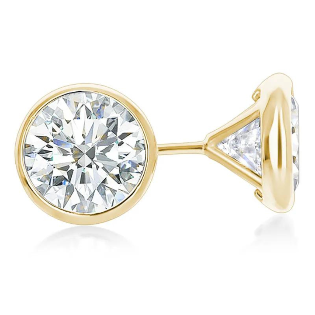 14KY Round Bezel Set Diamond Stud Earrings .18ctw I-J SI1