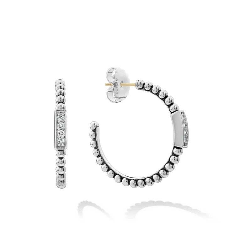 LAGOS Caviar Spark Beaded Diamond Hoop Earrings