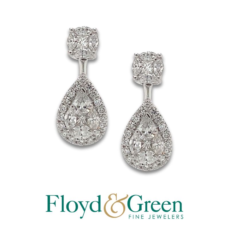 Diamond Halo Drop Earrings