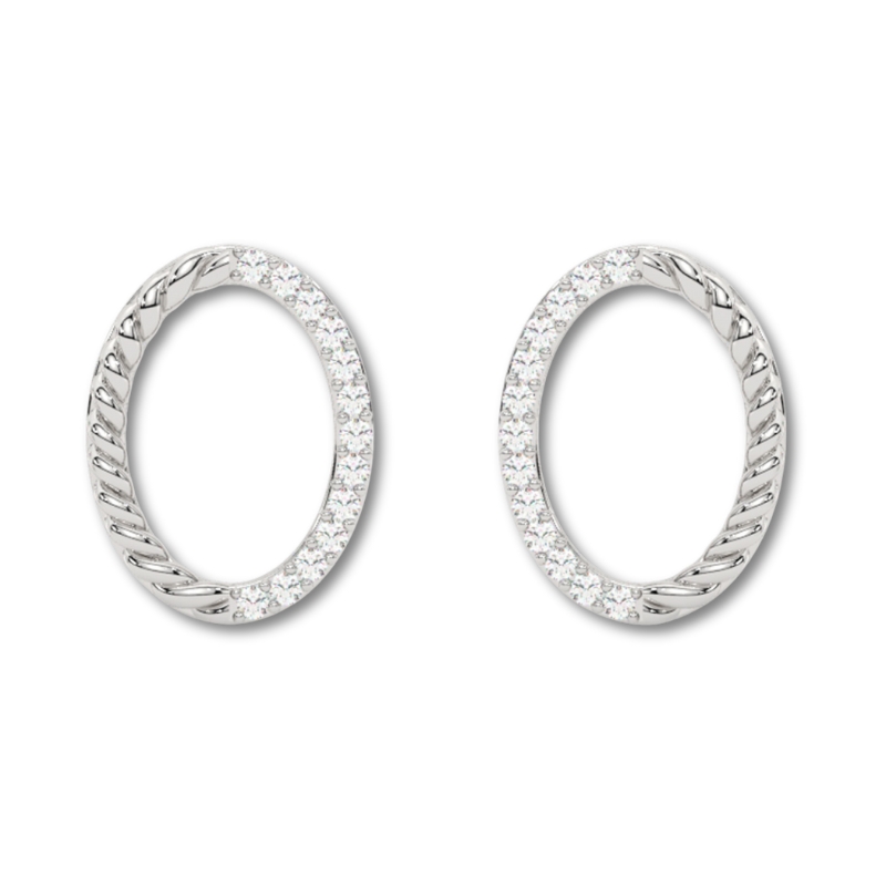 Half Diamond Open Oval Earrings