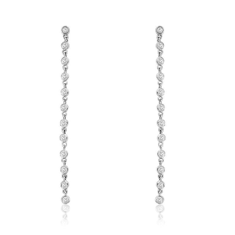 12 Diamond Bezel Set Dangle Earrings