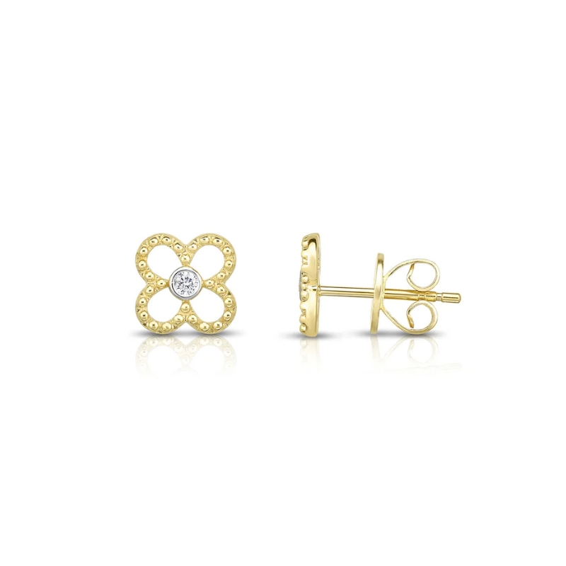 Diamond Clover Stud Earrings