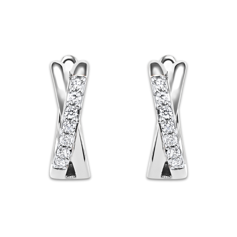 Diamond Crossover Hoop Earrings