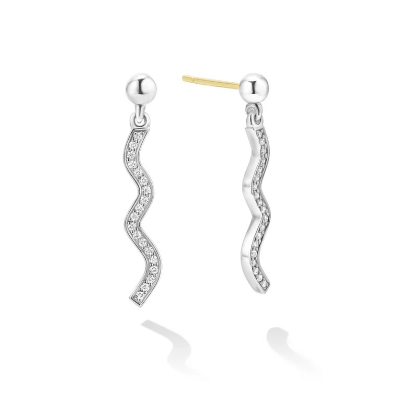 LAGOS Caviar Spark Diamond Wave Drop Earrings