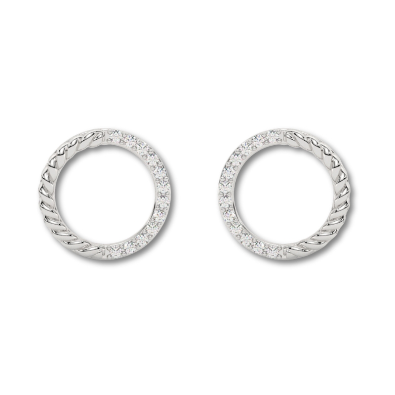 Half Diamond Open Circle Earrings