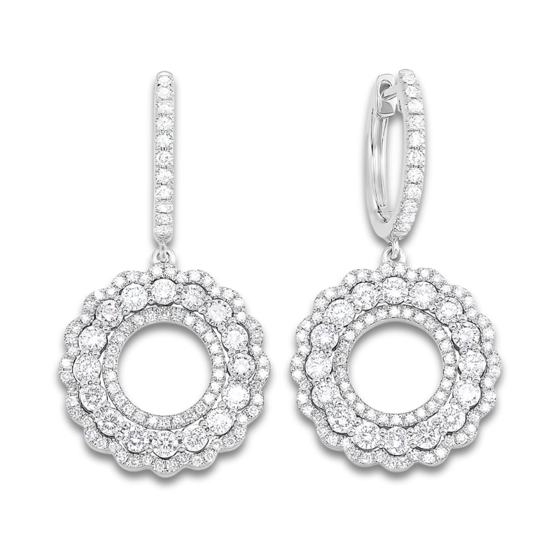 Diamond Circle Dangle Earrings