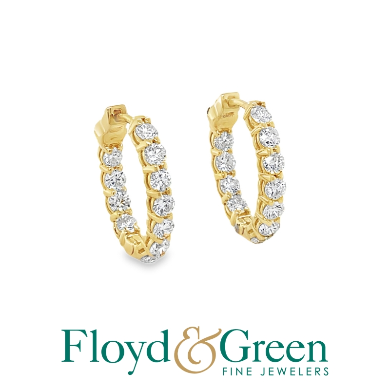 14KY Oval Inside Out Dia 4.00ctw G-H/SI Hoops