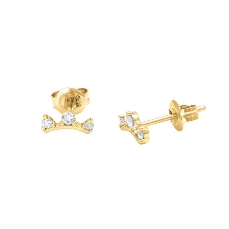 Diamond Studded Climber Stud Earrings