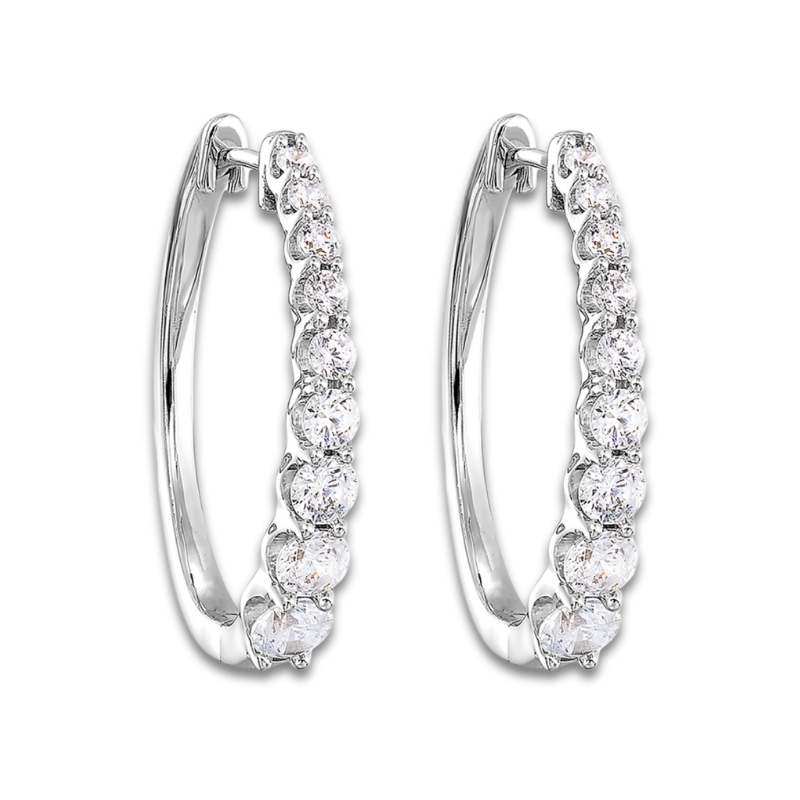 Graduated Diamond Hoop Earrings