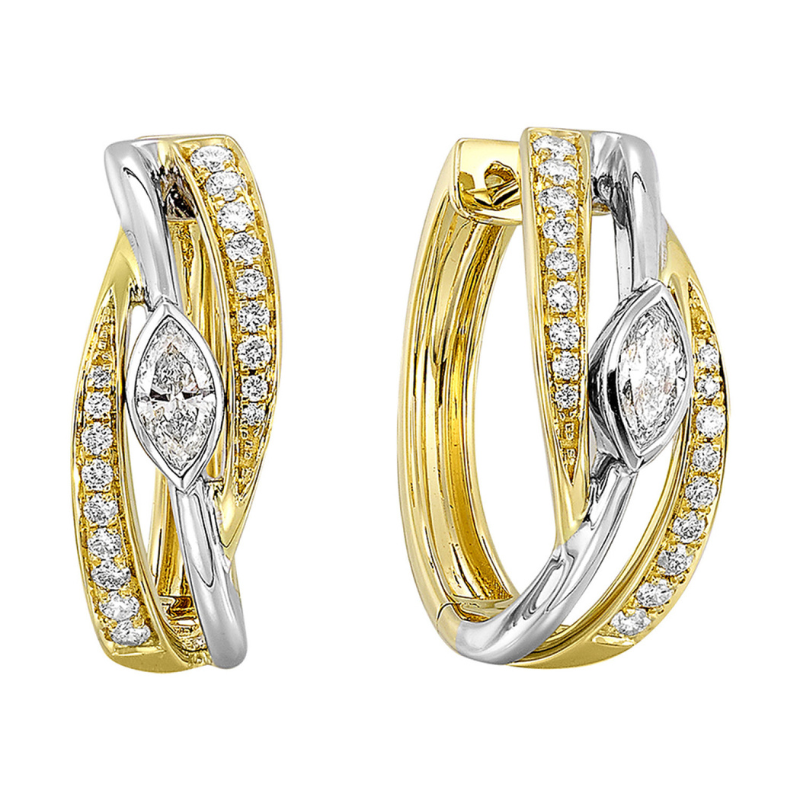 14KW/Y Dia .50ctw H-I I1 Hoop Earrings