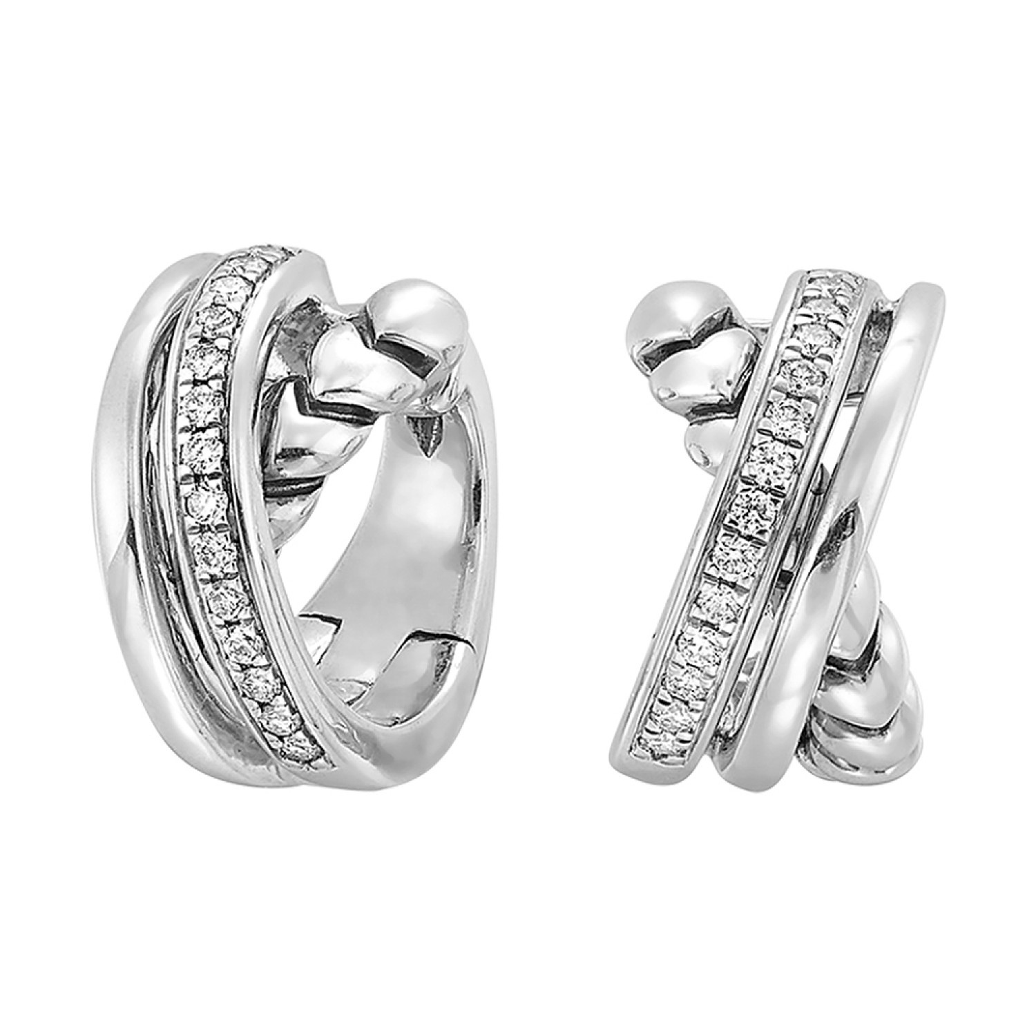 SS Dia .20ctw G-H SI2 Three Row Criss Cross Hoop Earrings